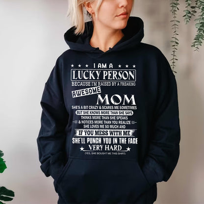 Teesdily | Mothers Day Shirt, I'm Raised By A Freaking Awesome Mom Tee, Gift From Son Daughter Unisex Tshirt Hoodie Sweatshirt Mug