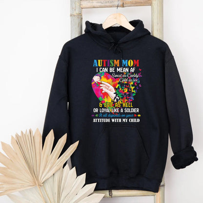 Teesdily | Autism Awareness Shirt, Autism Mom Hoodie Sweatshirt Mug, It All Depends On Your Attitude With My Child, Autism Mom Pride, Autistic Gifts