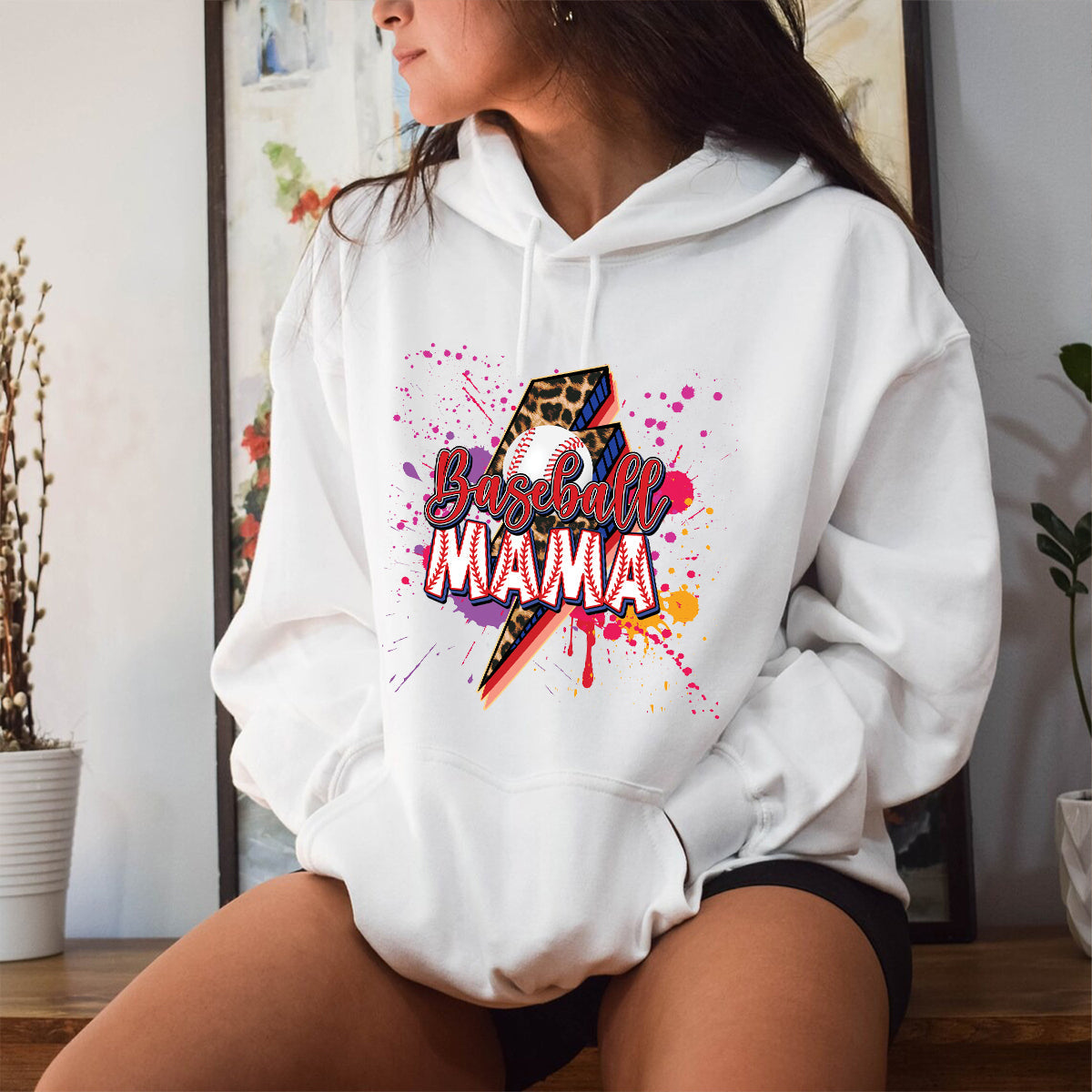 Teesdily | Baseball Mama Lightning Shirt, Mother's Day Softball Mom Shirt, Leopard Mama Tops, Sport Mom Gifts Unisex Tshirt Hoodie Sweatshirt Mug