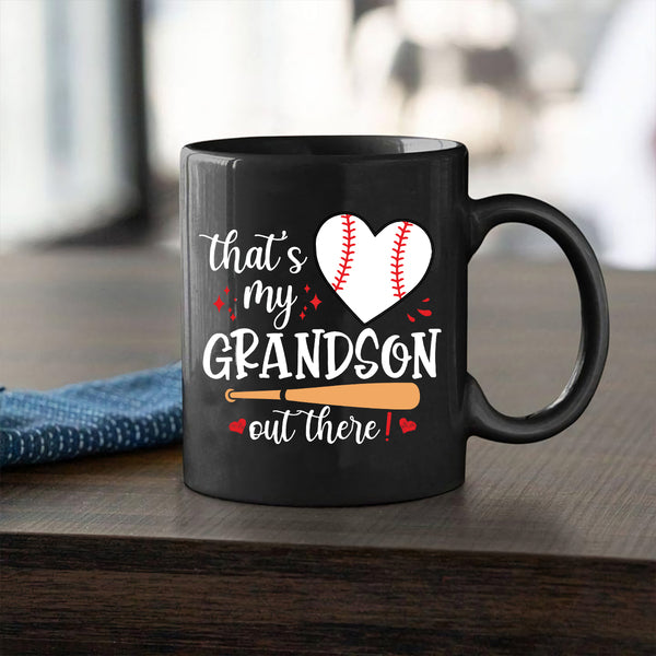 Teesdily | Baseball Grandma Shirt, That's My Grandson Out There Tops, Mothers Day Gift, Sporty Nana Streetwear Clothing Unisex Tshirt Hoodie Sweatshirt Size S-5XL / Mug 11-15Oz