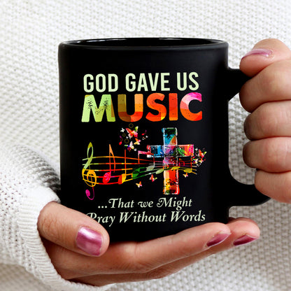 Teesdily | God Christian Music Sweatshirt Hoodie God Gave Us Music That We Might Pray Without Words Short Sleeve Shirts Music Lover Jesus Faith Gift