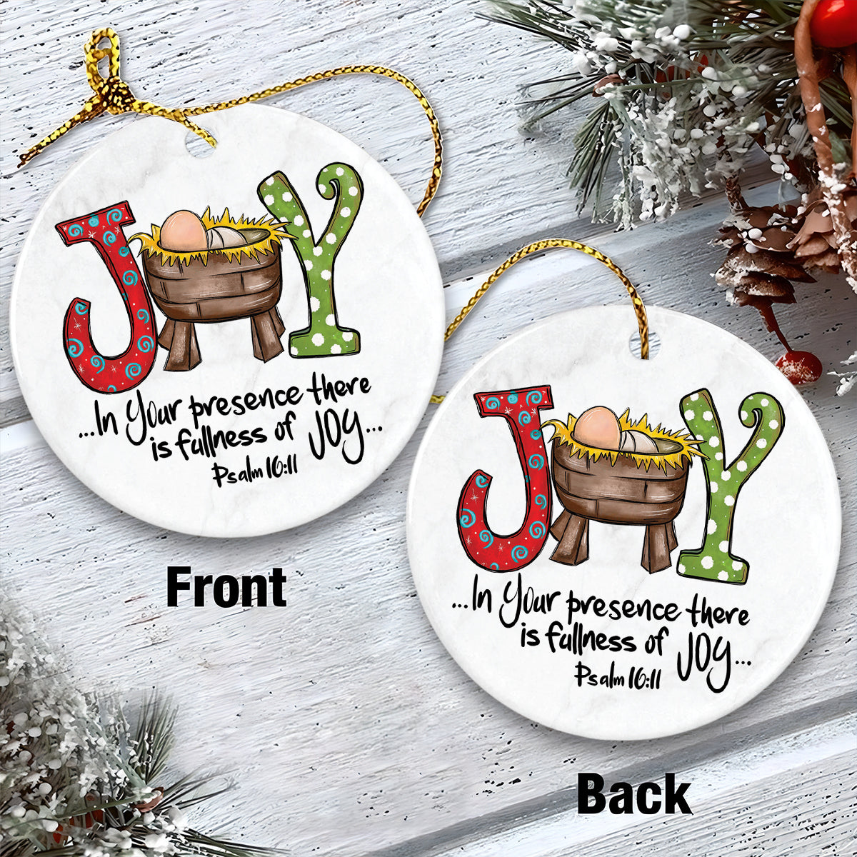 Teesdily | Jesus Nativity Christmas Rear View Mirror Accessories, Christmas Joy Car Charms, Psalm God Bible Verse Christmas Tree Ornament Decor