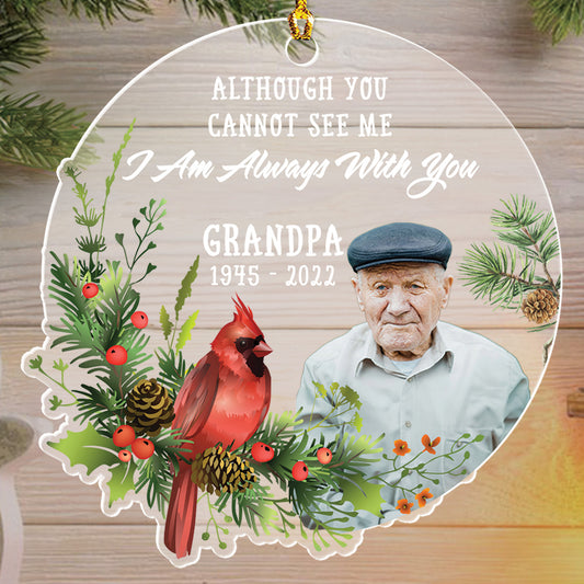 Teesdily | Personalized Memorial Ornament, Cardinal Pine Wreath Christmas Ornament, I Am Always With You Acrylic Ornament, Bereavement Xmas Keepsake