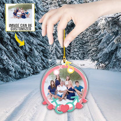 Teesdily | Customized Photo Family Christmas Ornament Personalized Family Christmas Ornament Family Christmas Tree Decoration Ideas Personalized Gifts