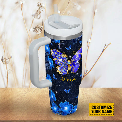 Teesdily | Customized Butterfly Jewelry Tumbler, I Can Do All Things Through Christ Insulated Tumbler, Jesus Lover Gifts, 40oz Tumbler With Handle