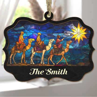 Teesdily | Customized Jesus Nativity 3 Wise Men Christmas Ornament, Holy Night Suncatcher, Jesus Lover Gift, Christmas Ornament