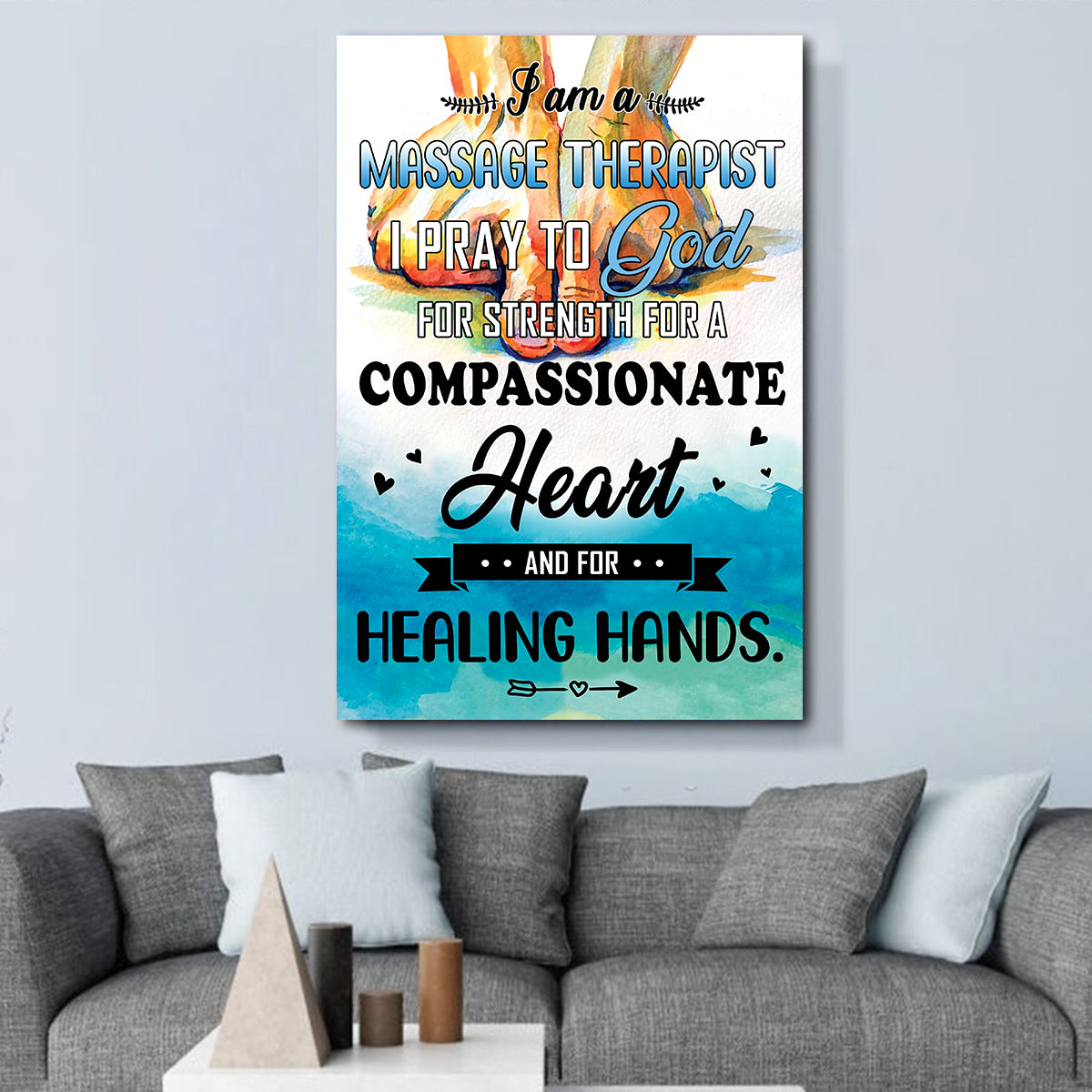 Teesdily | Massage Therapy Healing Hands Vertical Poster, Wellness Massage Pray To God Canvas Wall Art, Massage Studio Decor, Massage Therapist Gifts