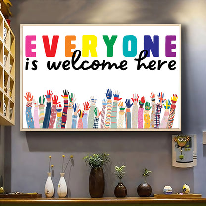 Teesdily | Multicultural Diversity Classroom Welcome Sign, Class Door Welcome Poster, Everyone Is Welcome Here Wall Art, Multilingual Class Decoration