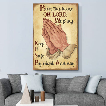 Teesdily | Christian Lord Hand Pray Vertical Poster Canvas Keep It Safe By Night And Day Canvas Poster Christian Home Decor Vintage Prayer Gifts