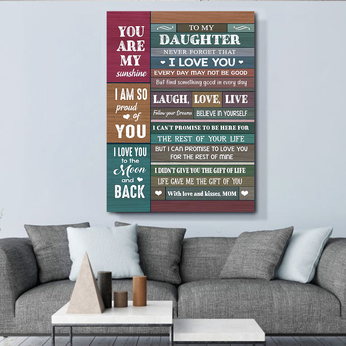 Teesdily | To My Daughter Vintage Poster Canvas, Never Forget That I Love You Wall Art, Daughter Birthday Gift From Mom, Daughter's Room Decoration