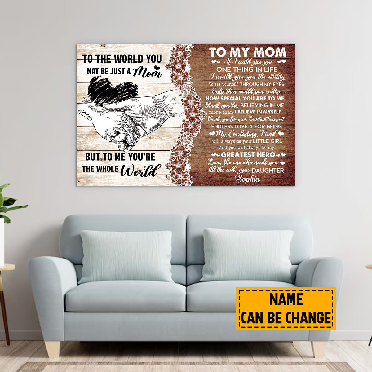 Teesdily | To My Mom Personalized Poster Canvas To Me You're The Whole World Wall Art Vintage Farmhouse Art Home Decor Mom Birthday Gift From Daughter