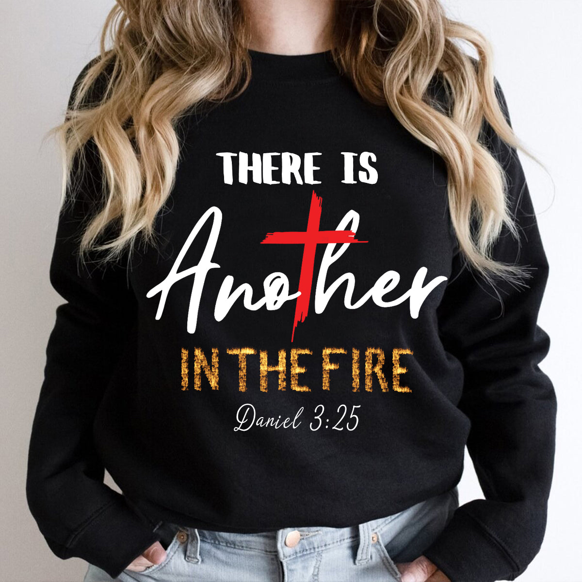 Teesdily | Jesus Christian Cross Short Sleeve Shirts, There Is Another In The Fire Sweatshirt Hoodie Mug, Christian Apparel Religious Gifts