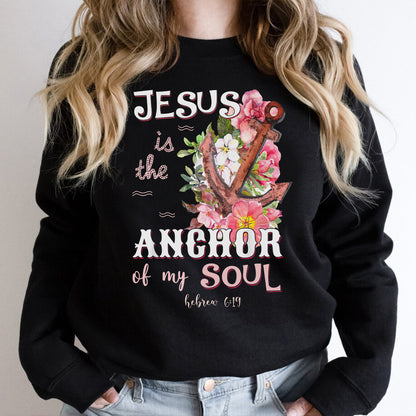 Teesdily | Jesus Anchor Tropical Tshirt, Jesus Is The Anchor Of My Soul Sweatshirt Hoodie Mug, Christian Graphic Tees Short Sleeve, Religious Gifts