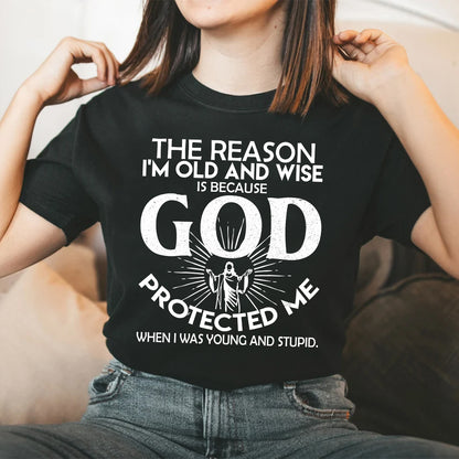 Teesdily | Jesus Christ Minimalist Style Casual Shirt God Protected Me Sweatshirt Hoodie Mug God Bible Verse Christian Streetwear Clothing