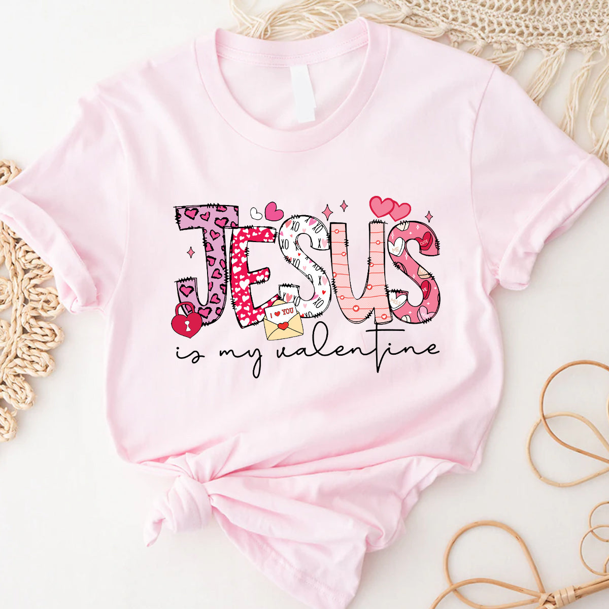 Teesdily | Jesus Is My Valentine Womens Tops Valentines Day Theme Tshirt Sweatshirt Hoodie Mug Valentine Gift For Christian Mom Grandma Girlfriend