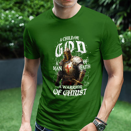 Teesdily | A Child Of God Shirt, A Man Of Of Faith Sweatshirt, A Warrior Of Christ Hoodie Mug, Jesus Warrior Templar Tee Gift