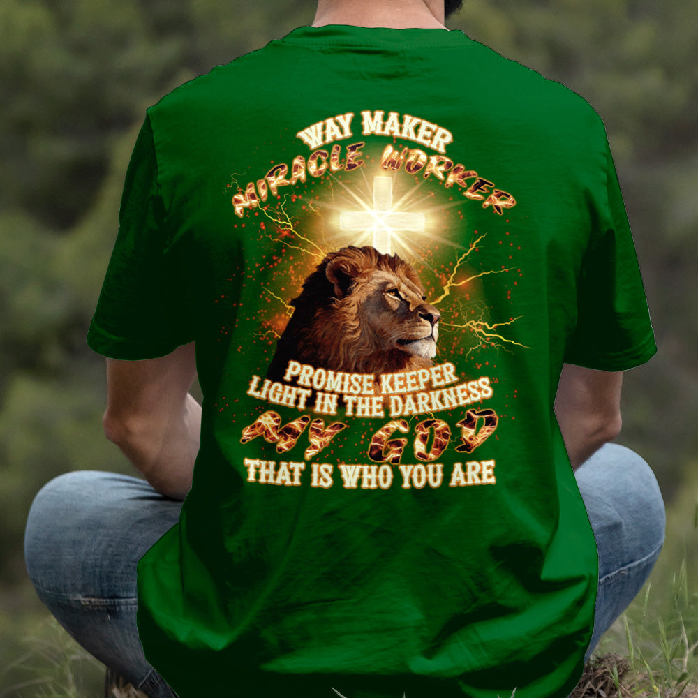 Teesdily | Way Maker Miracle Worker Promises Keeper Shirt, Jesus Cross Lion Sweatshirt, My God Hoodie Mug, Faith Religious Gift