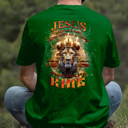 Teesdily | Jesus Coming Back As A King Lion Shirt, Christian Cross Lion Sweatshirt, Jesus King Hoodie Mug, Faith Religious Gift