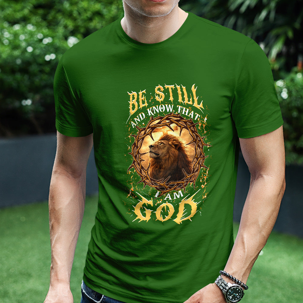 Teesdily | Be Still And Know That I Am God Shirt, Jesus Lion Of Judah Sweatshirt, Christ Cross Hoodie Mug, Faith Religious Gift