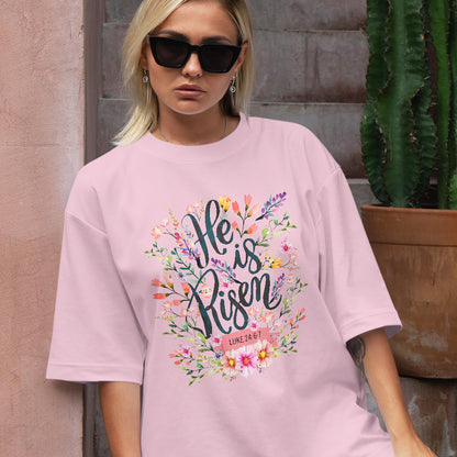 Teesdily | He Is Risen Easter Shirt, Floral Easter Tshirt, Jesus Easter Sweatshirt, Easter Hoodie Mug For Women Gift