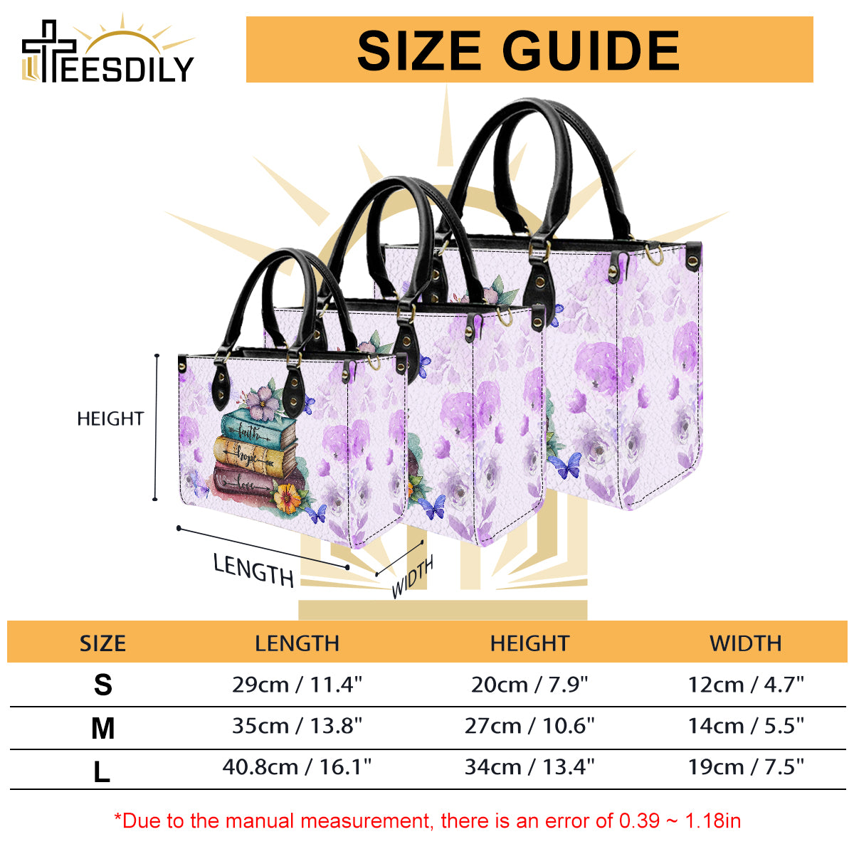 Teesdily | Personalized Jesus Book Floral Faith Hope Love Leather Bag, Christian Flower Butterfly Handbag For Women, Religious Gift For Mom Sister