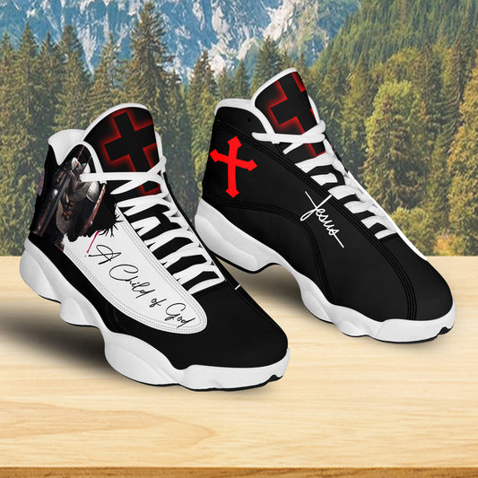 Teesdily | Christian Warrior Basketball Shoes, A Child Of God Jesus Cross Running Shoes, Jesus Basketball Shoes With Thick Soles, Jesus Warrior Gift