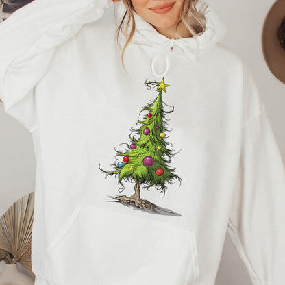 Teesdily | Christmas Tree Shirt, Christmas Tree Sweatshirt, Whimsical Christmas Tree Hoodie Mug, Christmas Lights Tree Tshirt Family