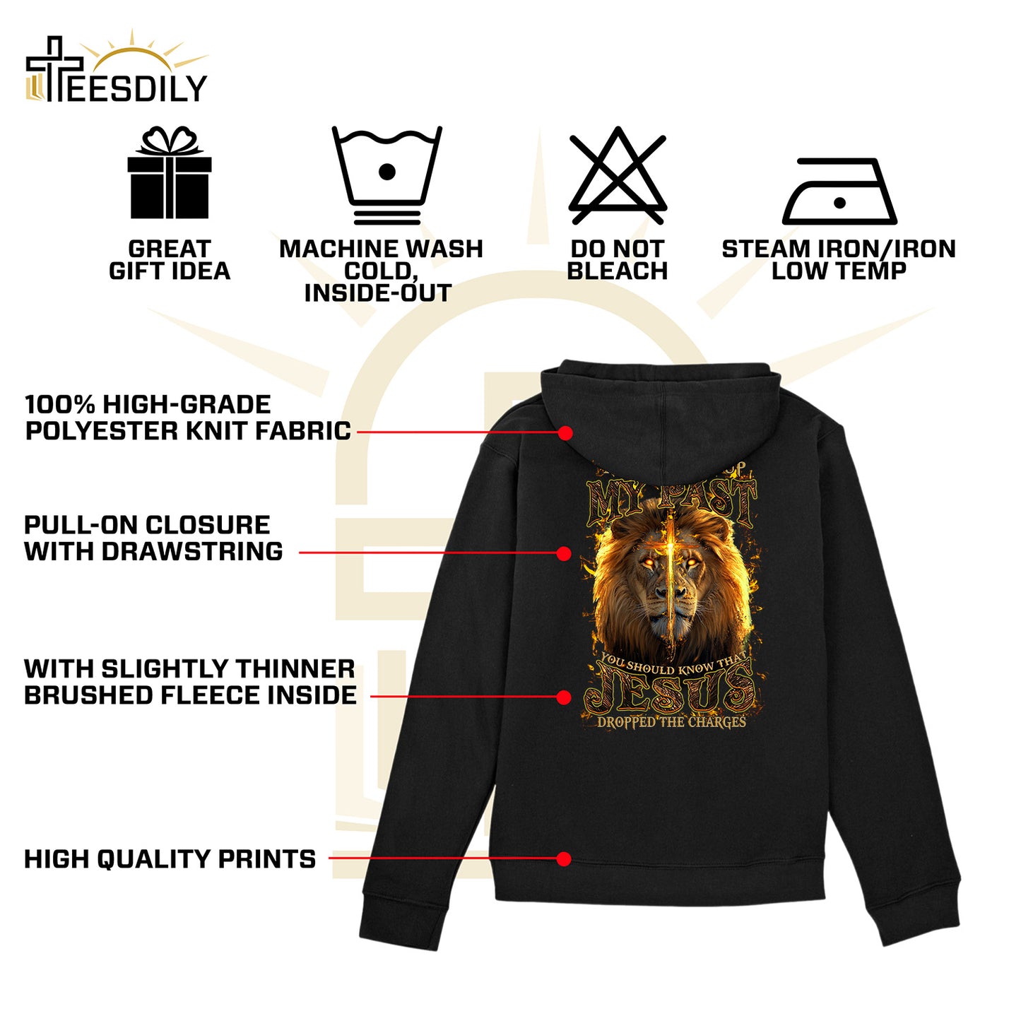 Teesdily | Jesus Christ Lion Cross Shirt, Jesus Dropped The Charges Lion Sweatshirt, Faith Religious Hoodie Mug, Jesus Lover Gift