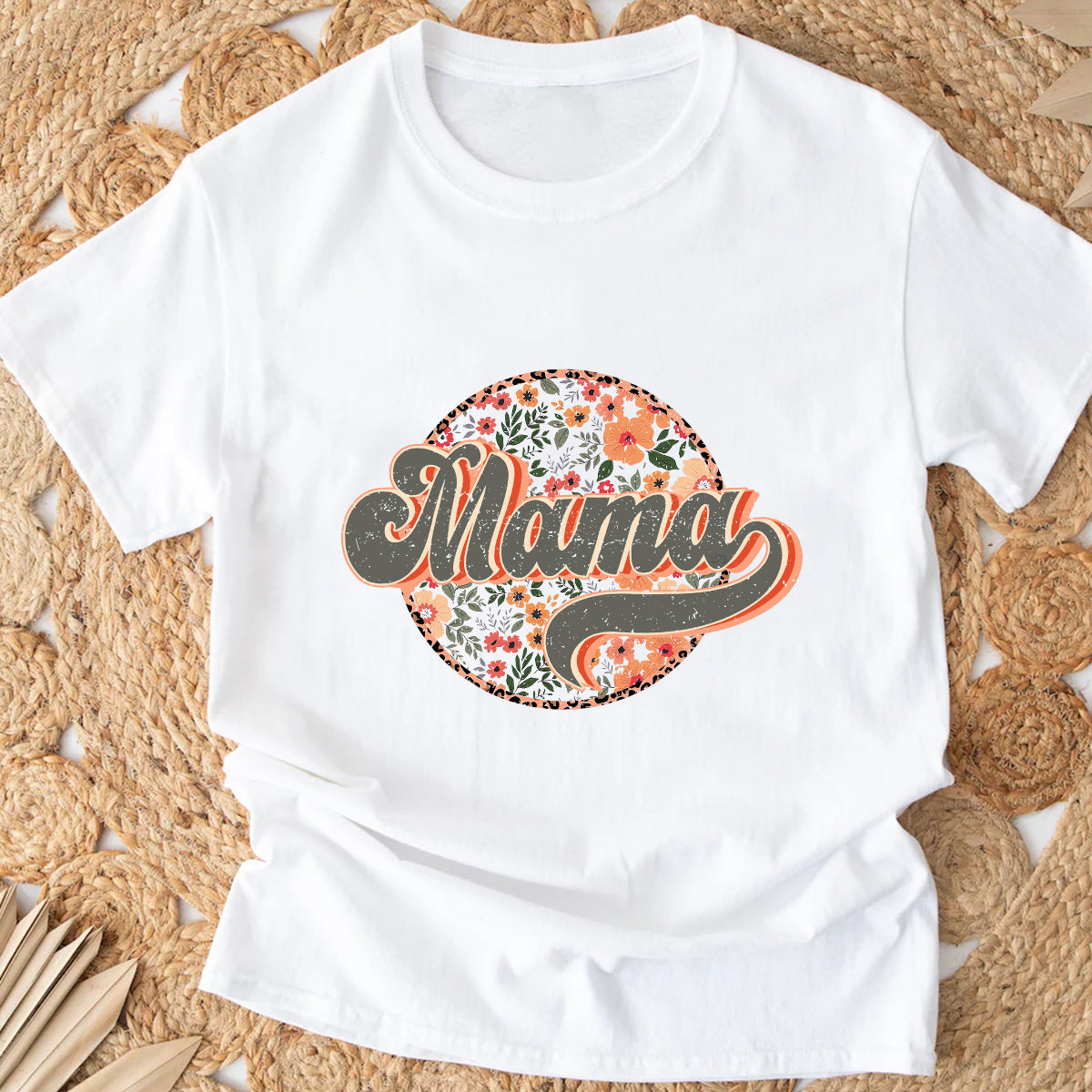 Teesdily | Mama Retro Style Shirt, Mom Floral Shirt Top, Mothers Day Gifts, Vintage Streetwear Apparel Unisex Tshirt Hoodie Sweatshirt Mug