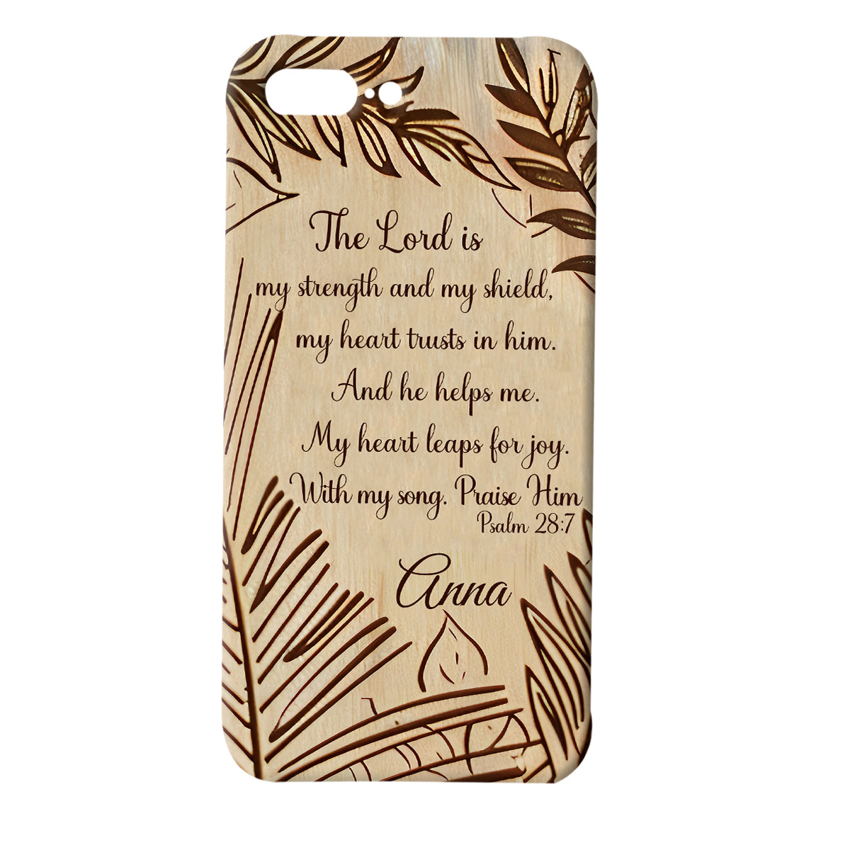 Teesdily | Customized Jesus Christ Phone Case, The Lord Is My Strength Wooden Print Religious Phone Cover, Jesus Lover Gift, Christian Gifts