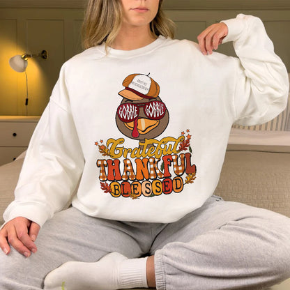 Teesdily | Happy Thanksgiving Turkey Shirt, Gobble Gobble Give Thanks Thankful Blessed Tee Sweatshirt Hoodie Mug, Thanksgiving Tee