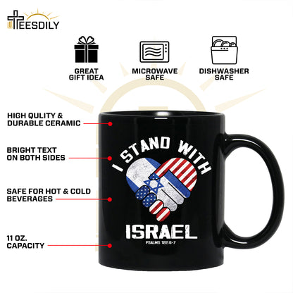 Teesdily | I Stand With Israel Shirt, Israel American Flag Heart Palm Shirt, Israel Support Unisex Tshirt Hoodie Sweatshirt Mug