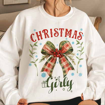 Teesdily | Vintage Coquette Bow Christmas Girly Shirt, Christmas Coquette Bow Sweatshirt, Christmas Party Hoodie Mug, Merry Christmas Gift