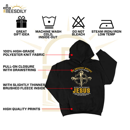 Teesdily | Jesus Cross Crown Shirt, The Greatest Mistake You Can Make Is To Die Without Jesus Tee, Christian Gifts Unisex Tshirt Hoodie Sweatshirt Mug