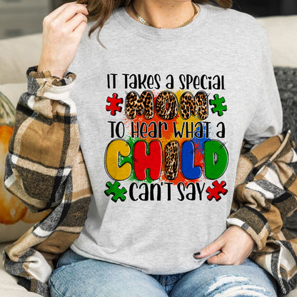 Teesdily | Autism Mom Leopard Shirt, A Mother's Special Love It Takes A Special Mom Hoodie Sweatshirt Mug, Mothers Day Gifts, Autism Support Gifts