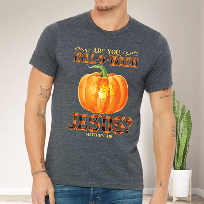 Teesdily | Jesus Art Pumpkin Shirt, Are You Fall-o-ween Jesus Matthew 4 11 Tee Sweatshirt Hoodie Mug, Halloween Gifts, Jesus Lovers Tee