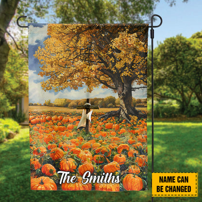 Teesdily | Jesus Thanksgiving House Flag, Autumn Pumpkin Field Landscape Garden Outdoor Flag, Fall For Jesus He Never Leaves Seasonal Decorations