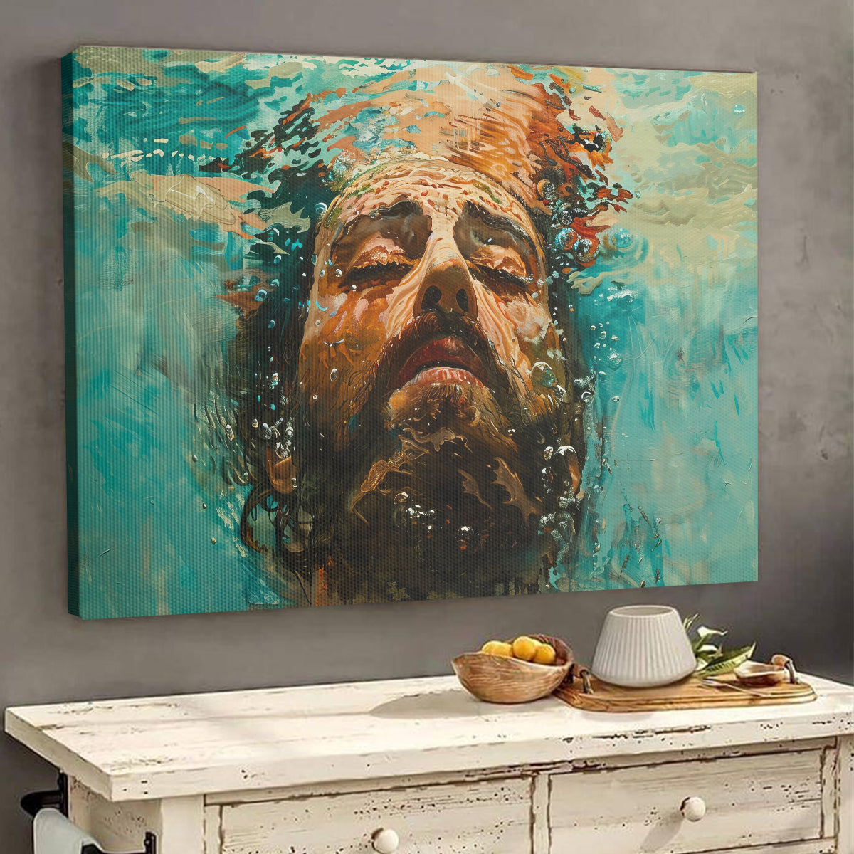 Teesdily | Jesus Water Portrait Watercolor Art Print, Jesus Christ Poster Canvas, Christian House Decor, Jesus God Believer Gifts Poster Canvas