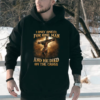 Teesdily | Jesus Crucifix Shirt, I Only Kneel For One Man And He Died On The Cross Sweatshirt Hoodie Mug, Christian Lover Gifts