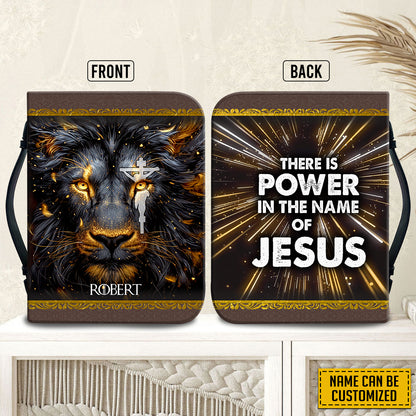 Teesdily | Customized Jesus God Lion Of Judah Bible Covers, There Is Power In The Name Of Jesus Bible Case, Lion Cross Christian Religious Gifts