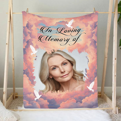 Teesdily | Personalized Custom Photo Remembrance Blanket, Memory Of Family Member Blanket, Memorial Gift For Mom Dad Brother Sister Friend