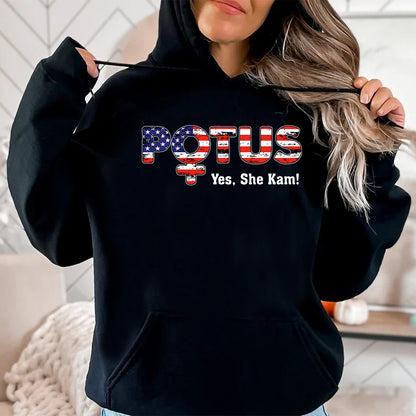 Teesdily | Potus Shirt, Lotus For Potus Sweatshirt Hoodie Mug, Potus Yes She Kam Tee, Comma La T-shirt, Women's Leadership, Patriot Gift