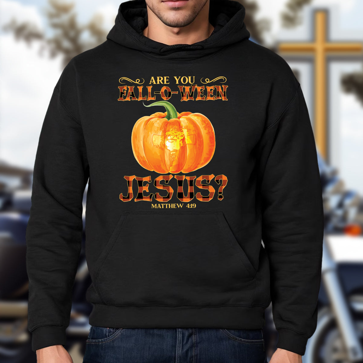 Teesdily | Jesus Art Pumpkin Shirt, Are You Fall-o-ween Jesus Matthew 4 11 Tee Sweatshirt Hoodie Mug, Halloween Gifts, Jesus Lovers Tee