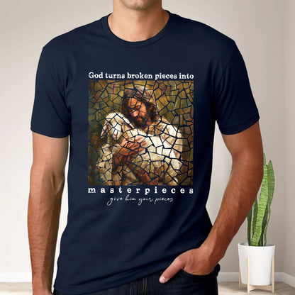 Teesdily | Jesus Lamb Of God Shirt, God Turns Broken Pieces Into Masterpieces Shirt, Christian Unisex Shirt Hoodie Sweatshirt Mug, Jesus Lovers Gifts