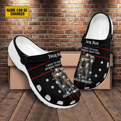 Teesdily | Customized Jesus Warrior Clogs Shoes, I Bow To None Other Than The Lord Classic Clogs, Religious Kid And Adult Eva Clog, Jesus Lovers Gifts