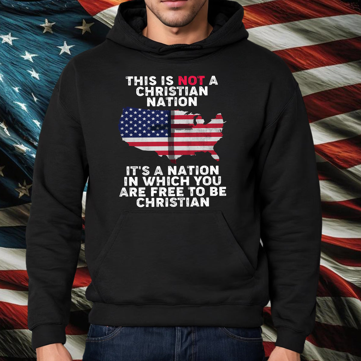 Teesdily | American Flag Jesus Cross Shirt, It's A Nation In Which You Are Free To Be Christian Tee Sweatshirt Hoodie Mug, Independence Day Gifts