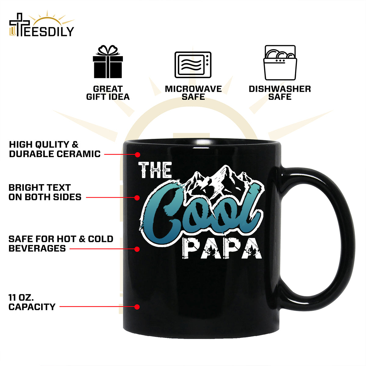 Teesdily | Papa Mountain Shirt, The Cool Papa Shirt, Father's Day Gift, Gift For Dad Unisex Tshirt Hoodie Sweatshirt Mug