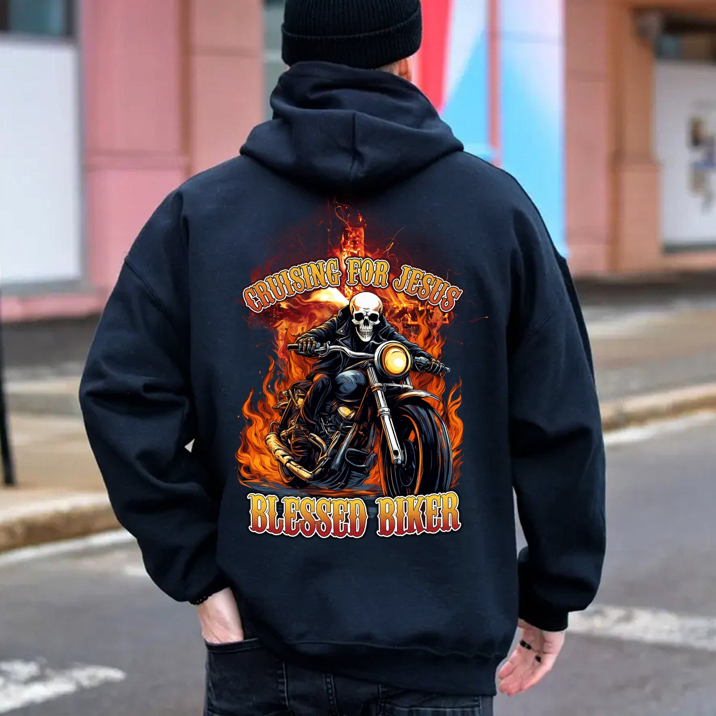 Teesdily | Christian Biker Shirt, Cruising For Jesus Blessed Biker Back Design Sweatshirt Hoodie Mug, Jesus Motorcycle Speed Lover Gifts