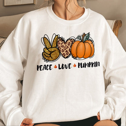 Teesdily | Peace Love Fall Pumpkin Shirt, Happy Holiday Tee Sweatshirt Hoodies, Fall Vibes Mug, Fall Shirts For Women Faith