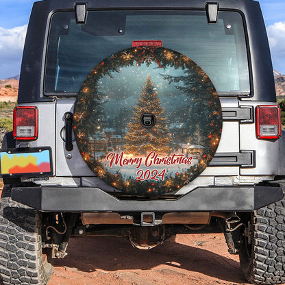 Teesdily | Holy Family Car Spare Tire Cover, Merry Christmas 2024 Wheel Cover, Jesus Christmas Tire Protector Decoration Gift